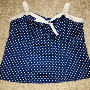 (2/$25) Hot Topic - Blue Polka Dot Sailor Tank